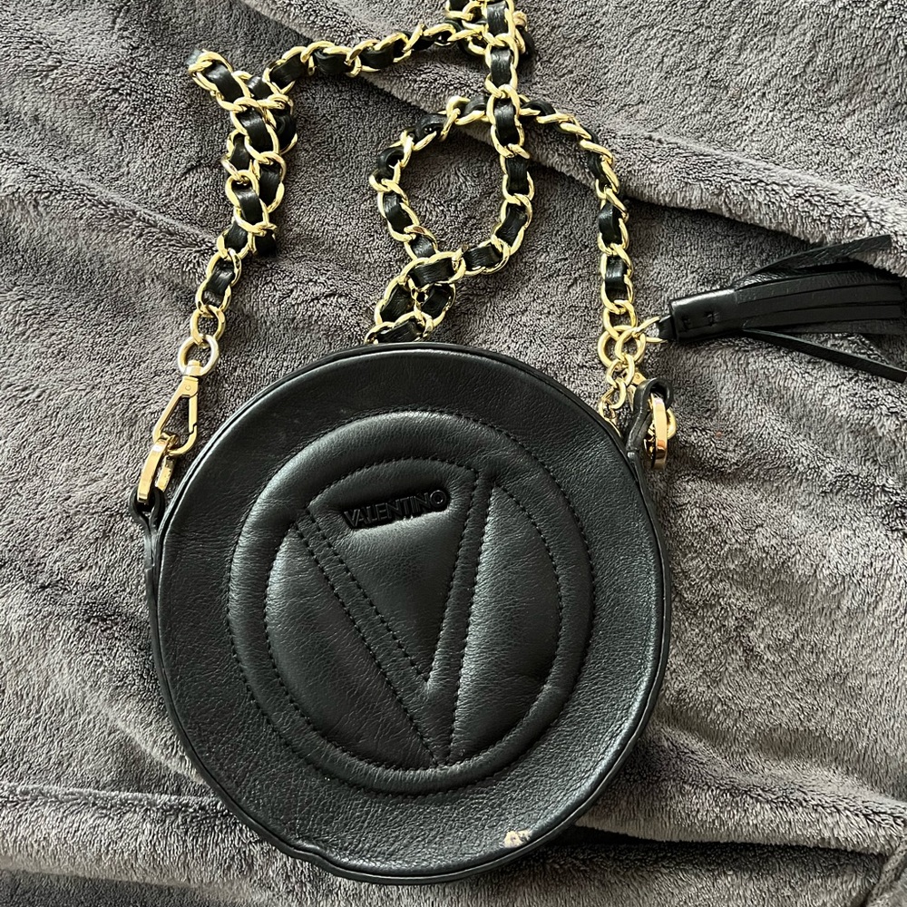 Valentino Signature Nina Black Leather Crossbody
